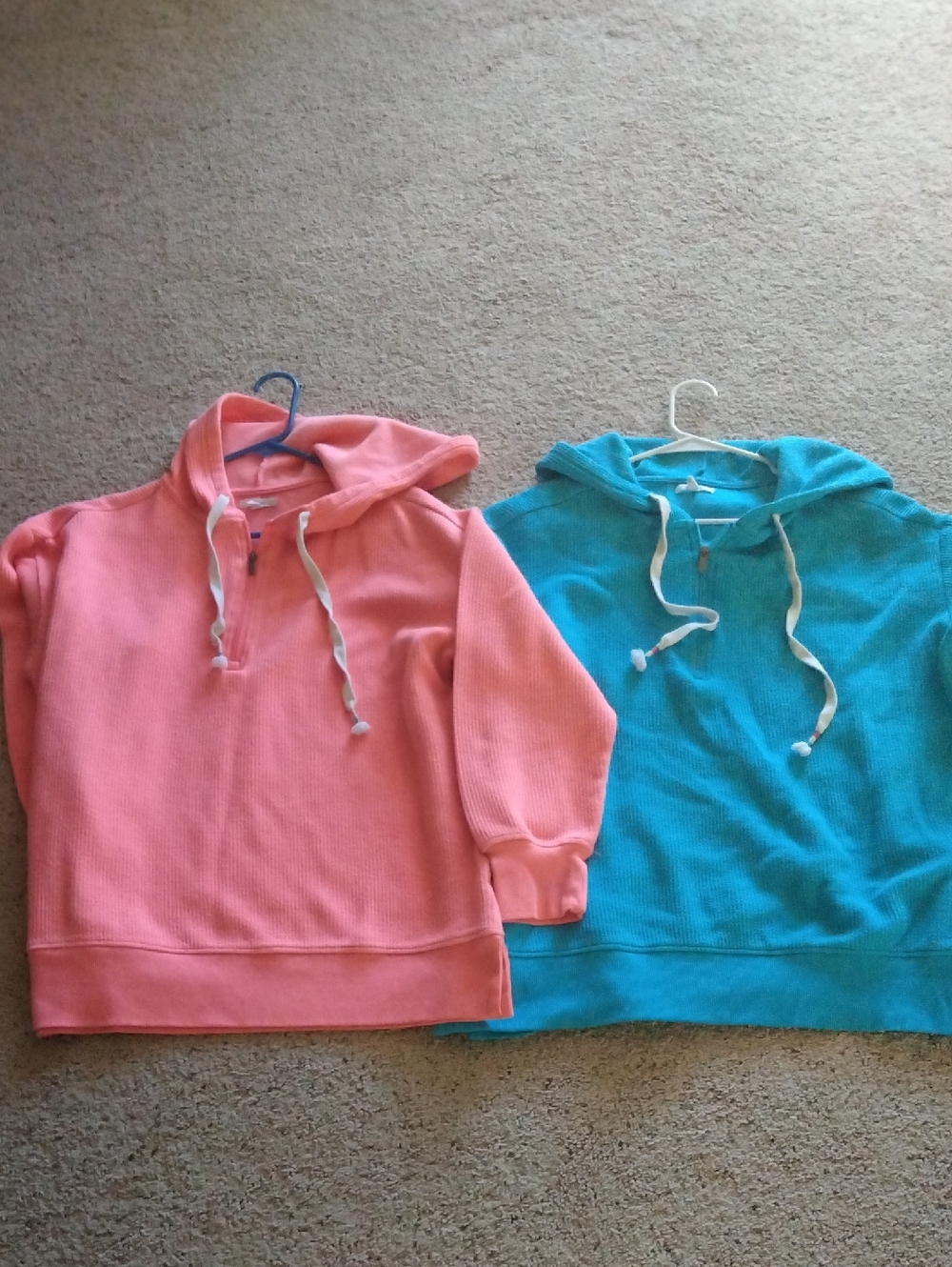 2Maurices Teal And Pink Knit Hooded Pullover - Picture 4 of 7
